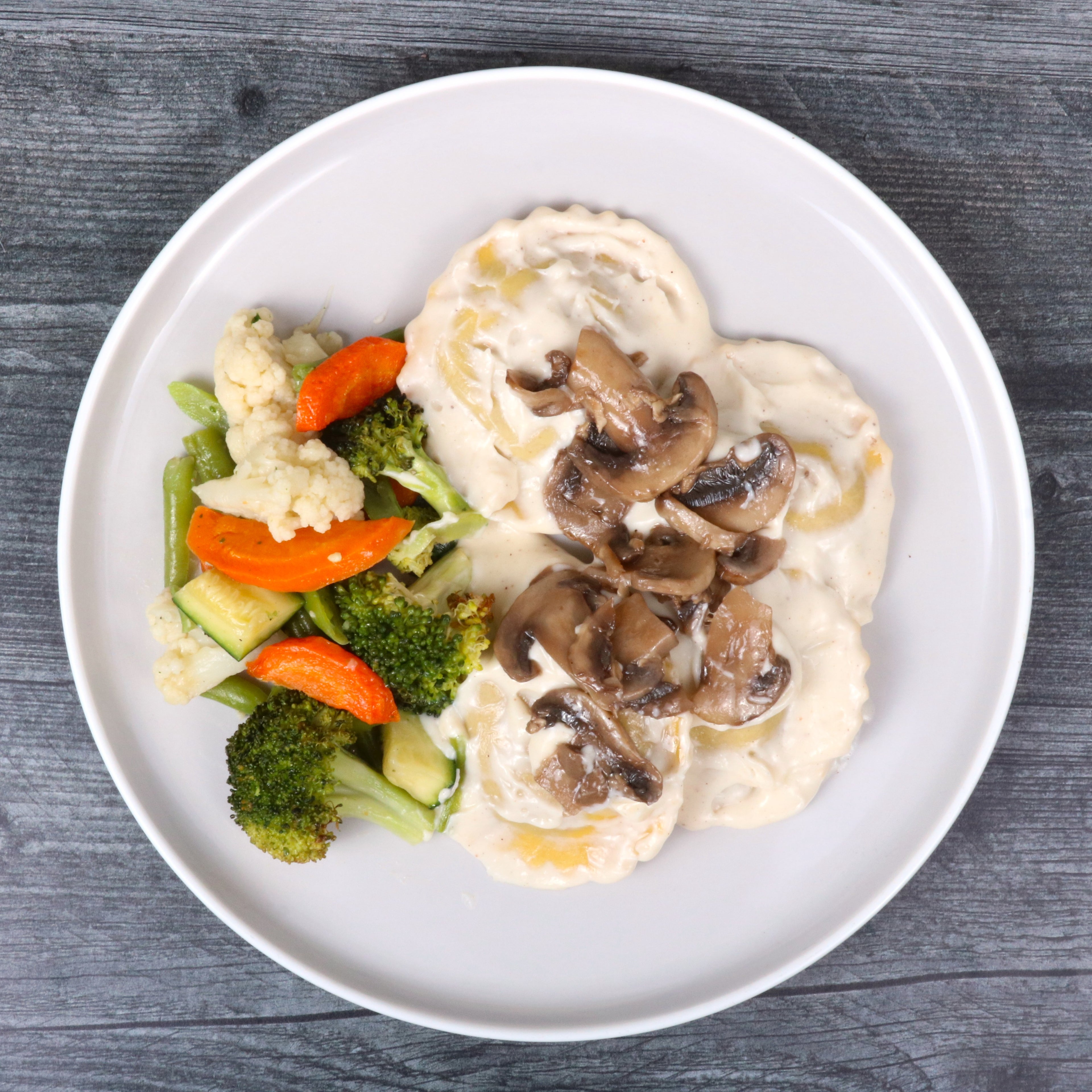 Mushroom Ravioli Alfredo