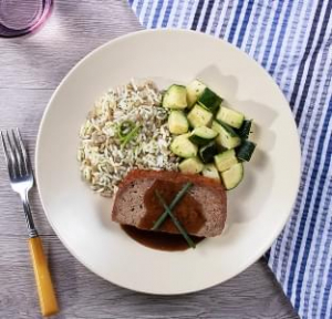 Homestyle Meatloaf with Herb Lentil Rice with Zucchini