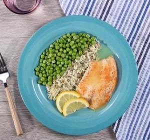 Lemon Tilapia with Herb Lentil Rice with Peas