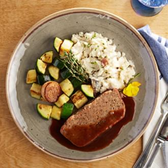 Homestyle Meatloaf with Vegetable CousCous with Green Beans