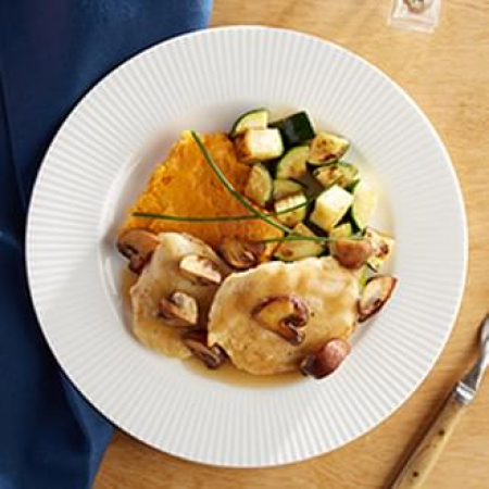 Chicken Marsala with Sweet Potatoes with Zucchini